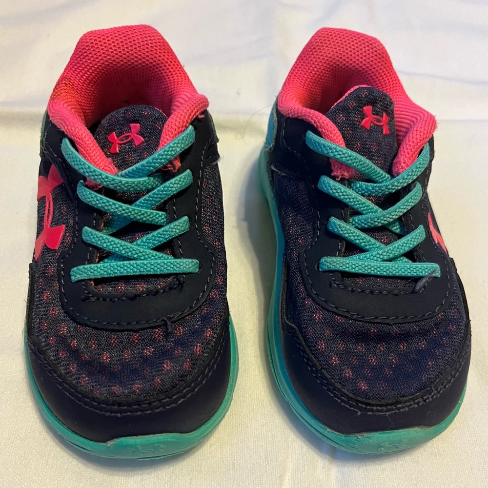 Under Armour Baby' Navy blue and Pink Sneakers ** Size 5 (Baby)**